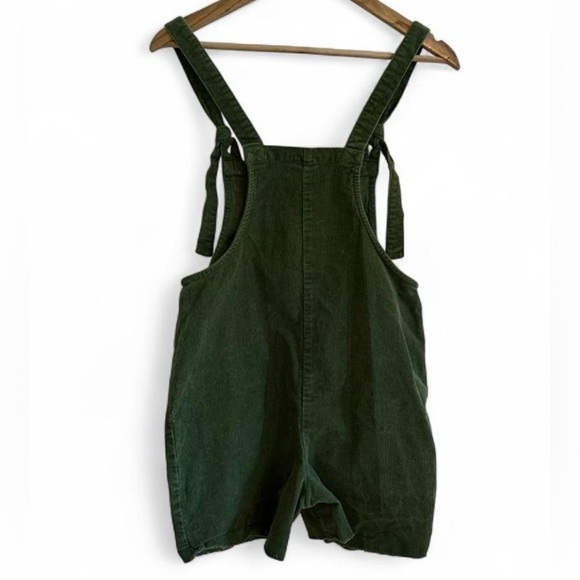 Lucy & Yak Green Corduroy Short Overalls Dungarees Tie Strap Size US 4 - Picture 4 of 6